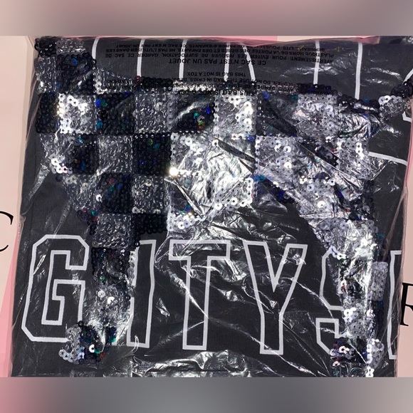 Victoria’s Secret Pink tee pink Bling dog campus  tee pink sequin dog holo gray - Picture 8 of 9